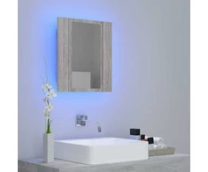 Veidrodinė LED vonios spintelė, pilka, 40x12x45cm, mediena