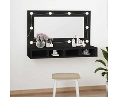 Veidrodinė spintelė su LED apšvietimu, juoda, 90x31,5x62cm