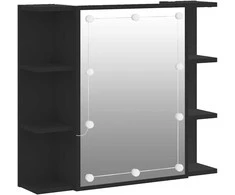 Veidrodinė spintelė su LED apšvietimu, juoda, 70x16,5x60cm