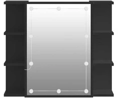 Veidrodinė spintelė su LED apšvietimu, juoda, 70x16,5x60cm