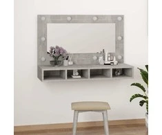 Veidrodinė spintelė su LED apšvietimu, pilka, 90x31,5x62cm