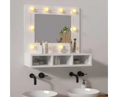 Veidrodinė spintelė su LED, balta, 60x31,5x62cm, blizgi