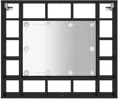 Veidrodinė spintelė su LED, juodos spalvos, 91x15x76,5cm