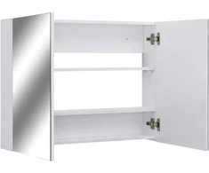 Veidrodinė vonios kambario spintelė, balta, 80x15x60cm, MDF