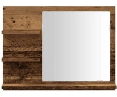 Veidrodinė vonios kambario spintelė, medienos, 60x10,5x45cm