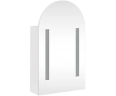Veidrodinė vonios kambario spintelė su LED, balta, 42x13x70cm