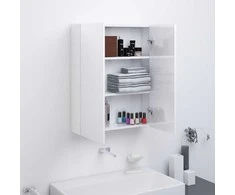 Veidrodinė vonios spintelė, balta, 60x15x75cm, MDF, blizgi