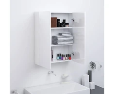 Veidrodinė vonios spintelė, balta, 60x15x75cm, MDF, blizgi