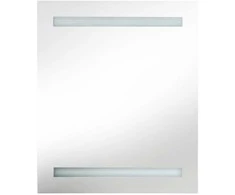 Veidrodinė vonios spintelė su LED apšvietimu, juoda, 50x14x60cm