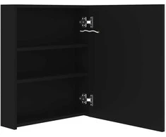 Veidrodinė vonios spintelė su LED apšvietimu, juoda, 50x14x60cm