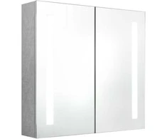 Veidrodinė vonios spintelė su LED apšvietimu, pilka, 62x14x60cm