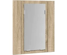 Veidrodinė vonios spintelė su LED, ąžuolo, 40x12x45cm, akrilas