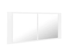 Veidrodinė vonios spintelė su LED, balta, 100x12x45cm, akrilas