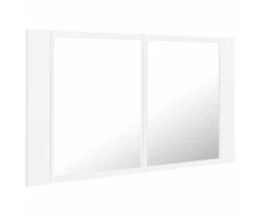 Veidrodinė vonios spintelė su LED, balta, 80x12x45cm, akrilas