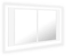 Veidrodinė vonios spintelė su LED, balta, 80x12x45cm, akrilas