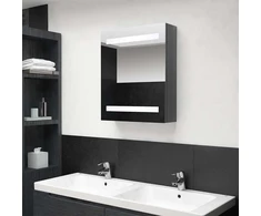 Veidrodinė vonios spintelė su LED, pilka, 50x14x60cm, blizgi