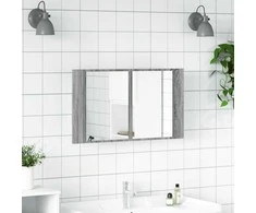 Veidrodinė vonios spintelė su LED, pilka, 80x12x45cm, akrilas