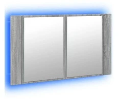 Veidrodinė vonios spintelė su LED, pilka, 80x12x45cm, akrilas