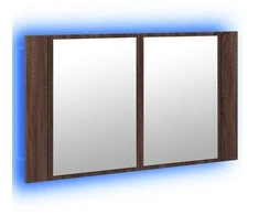 Veidrodinė vonios spintelė su LED, ruda, 80x12x45cm, akrilas