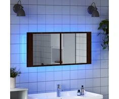 Veidrodinė vonios spintelė su LED, ruda ąžuolo, 100x12x45cm