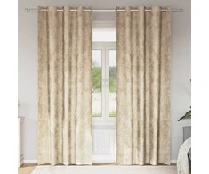 Aksominio tipo užuolaidos 2 pcs Kreminė 225 x 140 cm Aksomas