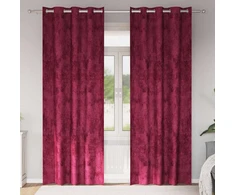 Aksominio tipo užuolaidos 2 pcs Vyno raudonumo 225 x 140 cm