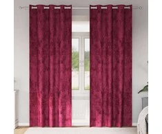 Aksominio tipo užuolaidos 2 pcs Vyno raudona 260 x 140 cm