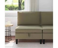 Vidinė Sofa su Saugykla Chaki Aksomas
