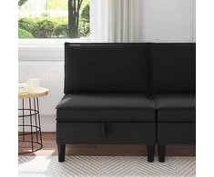 Vidinė Sofa su Saugykla Juoda Aksomas
