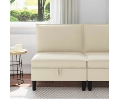 Vidinė Sofa su Saugykla Kreminė Aksomas