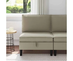 Vidinė Sofa su Saugykla Smėlio Aksomas