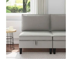 Vidinė Sofa su Saugykla Šviesiai pilka Aksomas