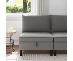 Vidinė Sofa su Saugykla Tamsiai pilka Aksomas