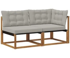 Lauko vidurinė ir kampinė sofa su pagalve 2 Vienetas Natūrali
