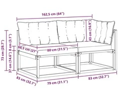 2 vnt. Vidurinė ir kampinė sofa Kietos akacijos mediena