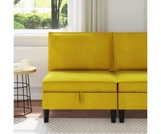 Vidurinė sofa su saugykla Geltona Aksomas