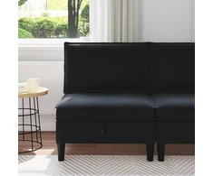 Vidurinė sofa su saugykla Juoda Aksomas