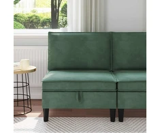 Vidurinė sofa su saugykla Jūrinė žalia Aksomas