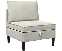 Vidurinė sofa su saugykla Kreminė Aksomas