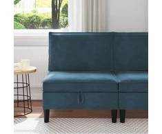 Vidurinė sofa su saugykla Mėlyna Aksomas
