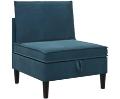 Vidurinė sofa su saugykla Mėlyna Aksomas