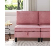 Vidurinė sofa su saugykla Rožinė Aksomas