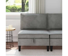 Vidurinė sofa su saugykla Šviesiai pilka Aksomas