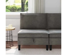 Vidurinė sofa su saugykla Tamsiai pilka Aksomas