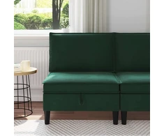 Vidurinė sofa su saugykla Tamsiai žalia Aksomas
