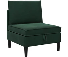 Vidurinė sofa su saugykla Tamsiai žalia Aksomas