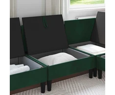Vidurinė sofa su saugykla Tamsiai žalia Aksomas