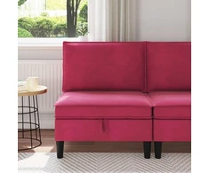 Vidurinė sofa su saugykla Vyno raudona Aksomas
