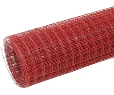 Vielos tinklas su PVC danga, raudonas, 25x1m