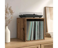 Vinilo albumų dėžė Ąžuolo mediena 37 x 36,5 x 38 cm